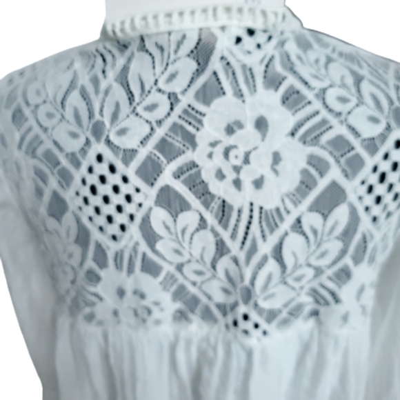 NWL SILK AND LACE  BOHO IVORY  BLAUSE ( SIZE S ) - Picture 7 of 10
